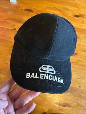 Balenciaga Black Cap with White Logo Embroidery